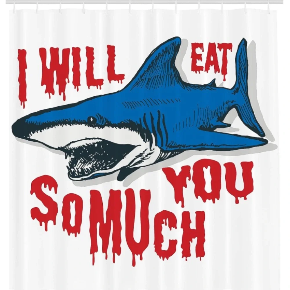Ambesonne Shark Shower Curtain, Shark with Alluring Eat You 69